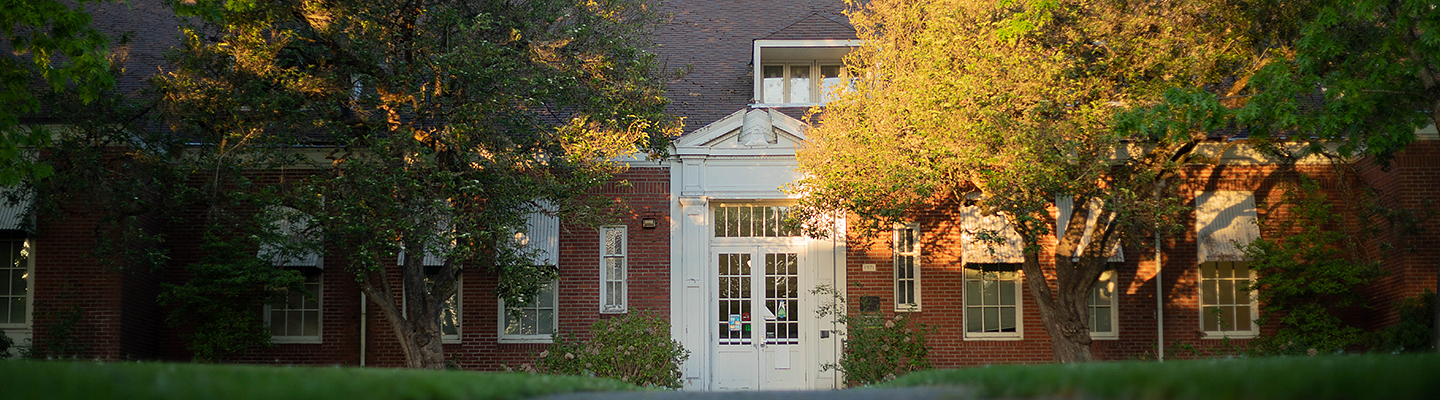 Education building with the sun setting light