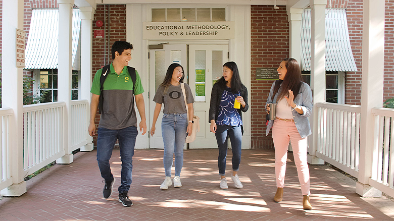 EPoL Students walking in Lokey hallway