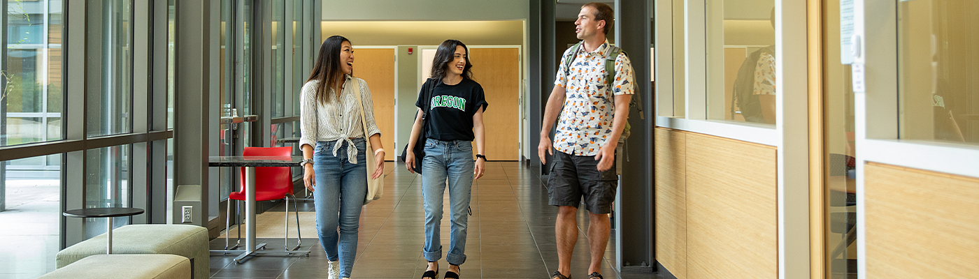 image of students walking down a hallway in HEDCO