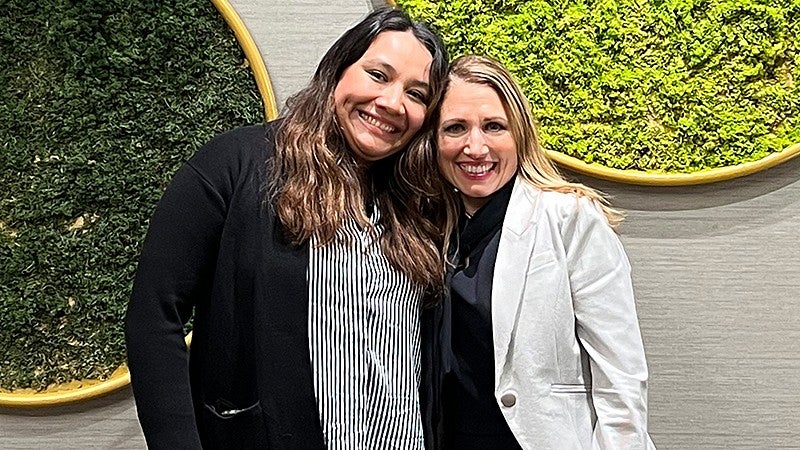 Doctoral student Karen Zyskind and Marisa Macy