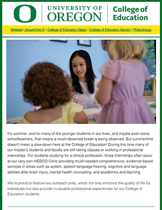 COE Impact Email 2024 Summer cover with individual smiling at children