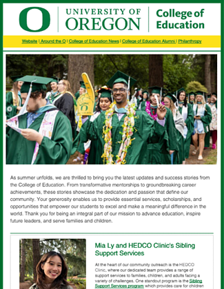 COE Impact Newsletter Summer 2024 cover showing individuals in graduation celebration