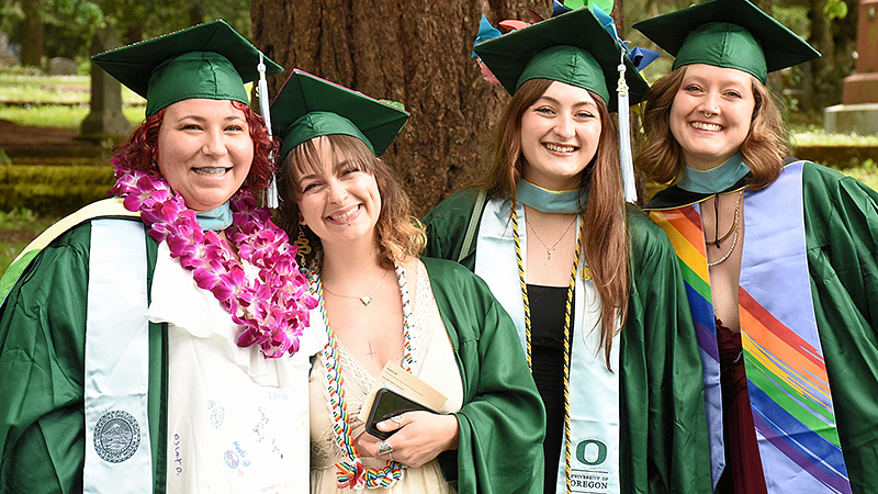 College of Education students in graduation regalia