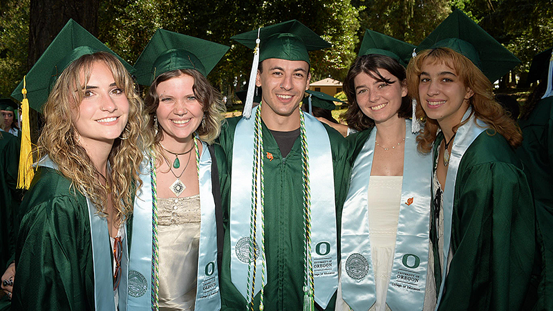 College of Education students in graduation regalia