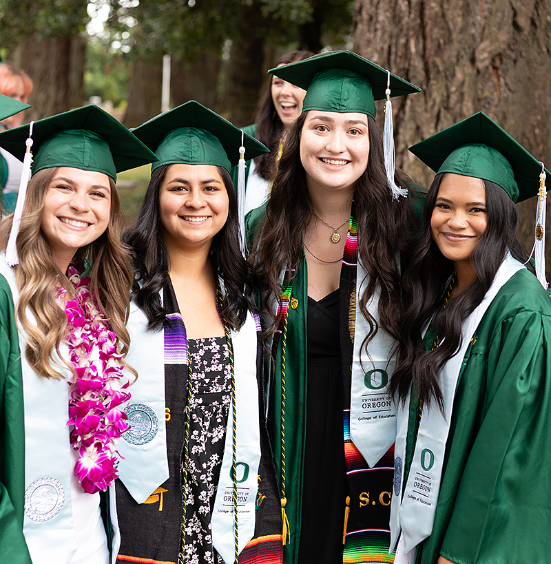 College of Education students in graduation regalia
