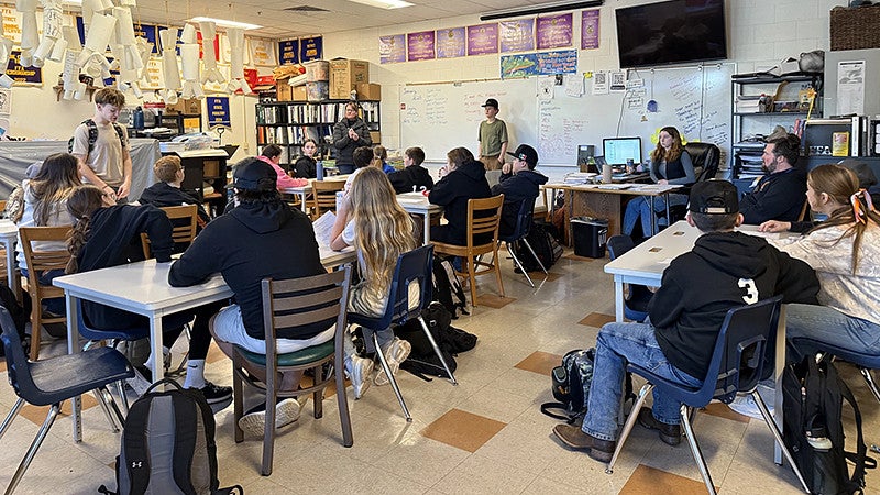 An undated photo of a classroom at Mohawk High School in Marcola