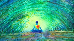 image of artistic rendering of an individual doing yoga