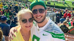Jamie and Tyler Carr at a UO Ducks football game
