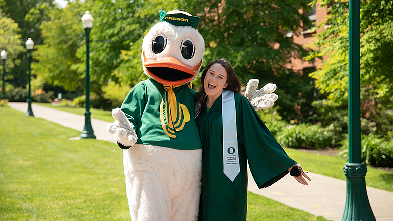 the Oregon Duck and a recent graduate of the College of Education