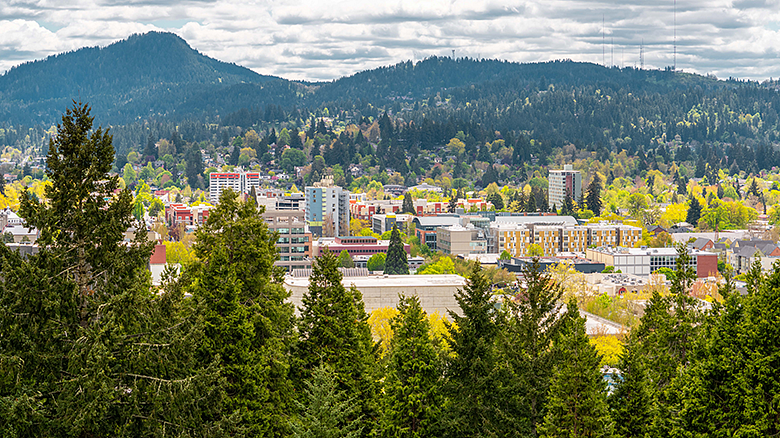 image of the city of Eugene as seen from Skinner Butte