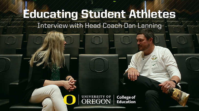 image of Laura Lee McIntyre with UO Head Football coach Dan Lanning